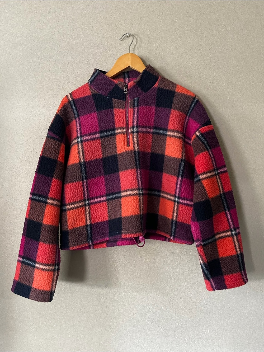 AEO Colorful Oversized Boxy Mockneck Fleece Pullover Size Medium